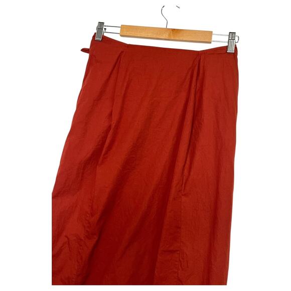 Free People Skirt Womens Medium Orange Midi Button Front Tie Boho Festival Chic - Picture 9 of 13